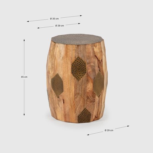 Mango wood side table in natural, 29 x 29 x 45 cm | Fabia