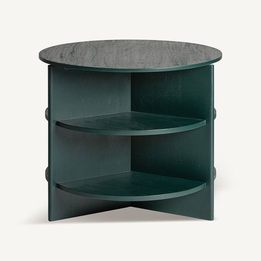Mesa auxiliar de madera de mango en verde, 80 x 80 x 68 cm | Nara