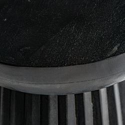 Table d'appoint en bois de manguier plissé noir, Ø38x46cm