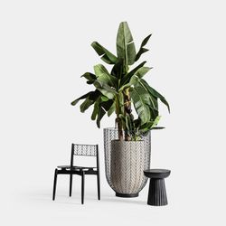 Table d'appoint en bois de manguier plissé noir, Ø38x46cm