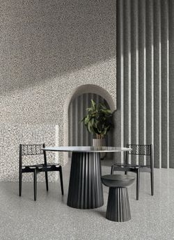 Table d'appoint en bois de manguier plissé noir, Ø38x46cm