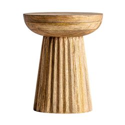 Plissé Mango Wood Side Table, Ø38x46cm