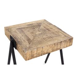 Mango wood and metal side table in natural, 45 x 51 x 60 cm | Indra