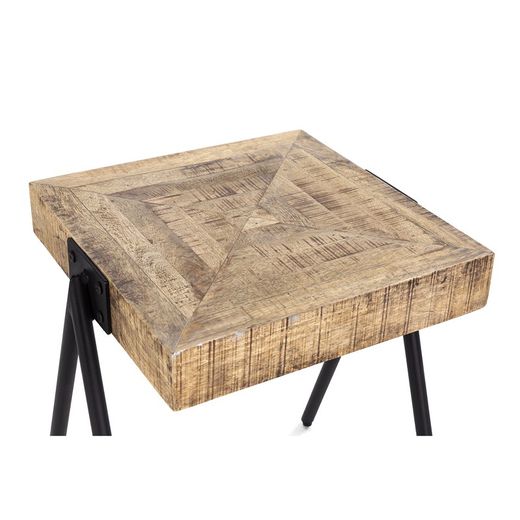 Mango wood and metal side table in natural, 45 x 51 x 60 cm | Indra