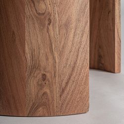 Mesa auxiliar de madera de mango y travertino en marrón y beige, 60 x 35 x 56 cm | Tivoli