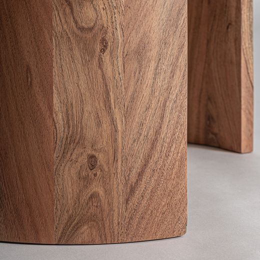 Mesa auxiliar de madera de mango y travertino en marrón y beige, 60 x 35 x 56 cm | Tivoli