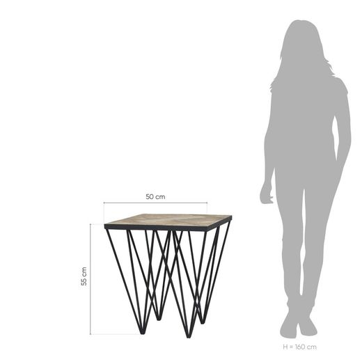 Sidobord av återvunnet almträ, 50x50x55 cm