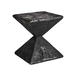 Mesa auxiliar de madera de pino reciclado en negro, 35 x 35 x 40 cm | Vievy