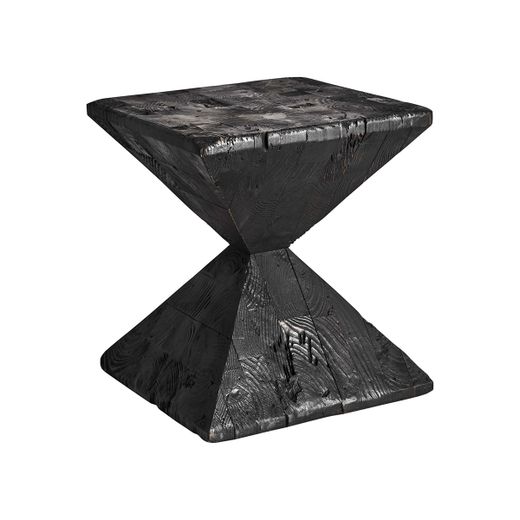 Mesa auxiliar de madera de pino reciclado en negro, 35 x 35 x 40 cm | Vievy