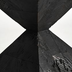 Mesa auxiliar de madera de pino reciclado en negro, 35 x 35 x 40 cm | Vievy