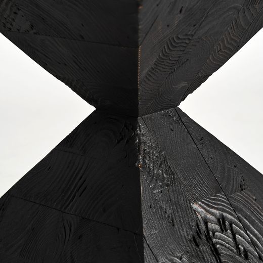 Mesa auxiliar de madera de pino reciclado en negro, 35 x 35 x 40 cm | Vievy