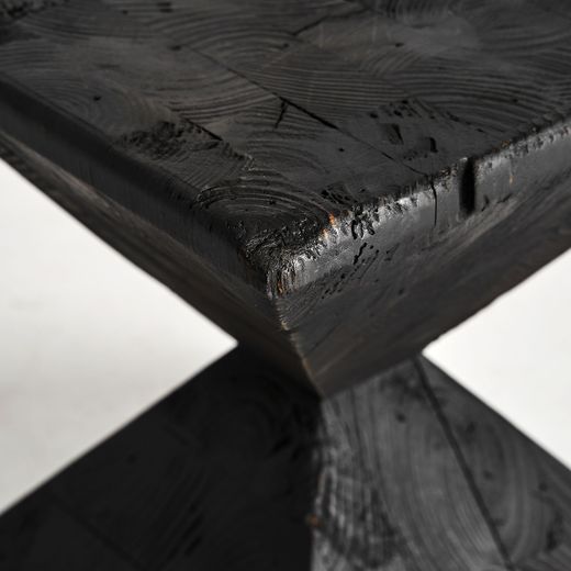 Mesa auxiliar de madera de pino reciclado en negro, 35 x 35 x 40 cm | Vievy