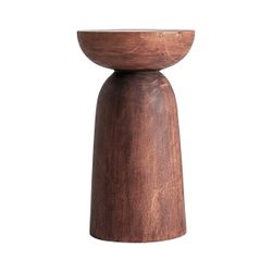 Mesa auxiliar de madera de suar en marrón , 35 x 35 x 60 cm | Jangany