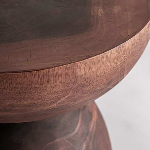 Mesa auxiliar de madera de suar en marrón , 35 x 35 x 60 cm | Jangany
