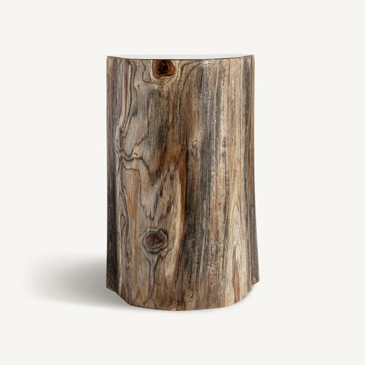 Mesa auxiliar de madera de suar en marrón, 38 x 38 x 63 cm | Bitche