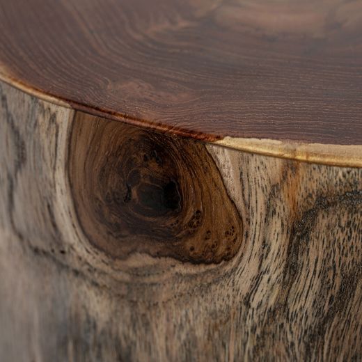 Mesa auxiliar de madera de suar en marrón, 38 x 38 x 63 cm | Bitche