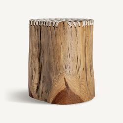 Mesa auxiliar de madera de suar en natural, 29 x 33 x 43 cm | Obernai