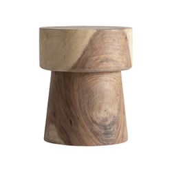Mesa auxiliar de madera de suar en natural, 40 x 40 x 46 cm | Rimini
