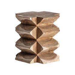 Mesa auxiliar de madera de suar en natural, 40 x 40 x 50 cm | Sakalli