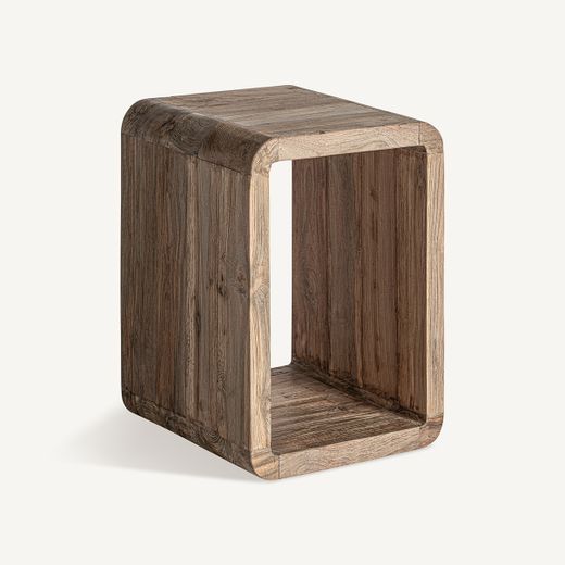 Mesa auxiliar de madera de teca en marrón, 36 x 36 x 50 cm | Corba