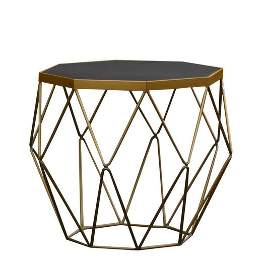 Mesa auxiliar de madera efecto cemento y acero 60x60x55