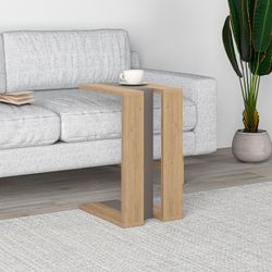 Tavolino laterale in legno nei colori rovere e moka, 30 x 40 x 57 cm | Maca