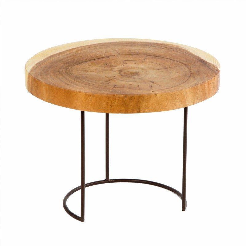  DAKVO Mesa auxiliar con madera natural, mesas
