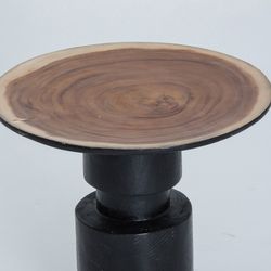 Tropical Wood Side Table Sauris Wood/Black, Ø48x50cm