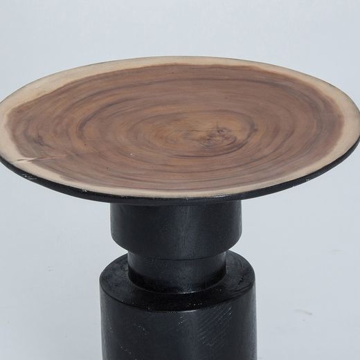 Tropical Wood Side Table Sauris Wood/Black, Ø48x50cm