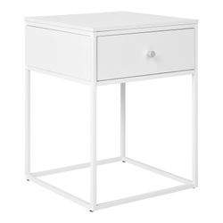 White wood and steel side table, 40 x 40 x 55 cm | Vita