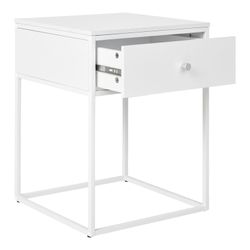 White wood and steel side table, 40 x 40 x 55 cm | Vita