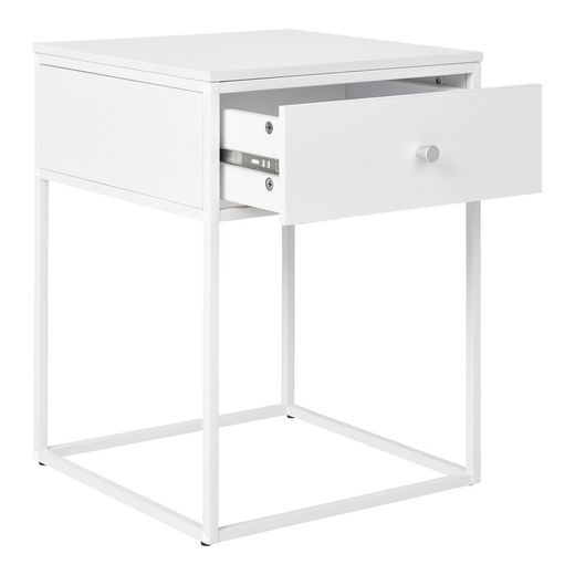White wood and steel side table, 40 x 40 x 55 cm | Vita