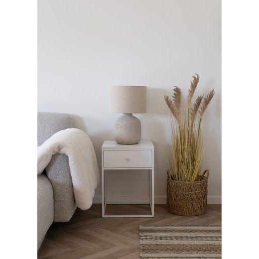White wood and steel side table, 40 x 40 x 55 cm | Vita