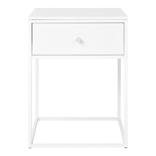 White wood and steel side table, 40 x 40 x 55 cm | Vita