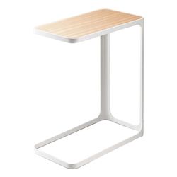 Wood and steel side table in natural and white, 45 x 24 x 52 cm | Frame