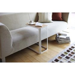 Wood and steel side table in natural and white, 45 x 24 x 52 cm | Frame