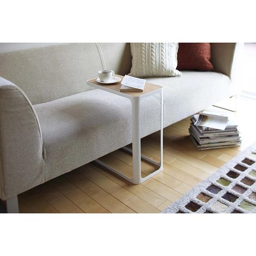 Wood and steel side table in natural and white, 45 x 24 x 52 cm | Frame