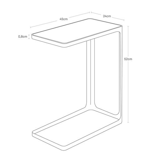 Wood and steel side table in natural and white, 45 x 24 x 52 cm | Frame