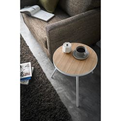 Wood and steel side table in natural and white, 49 x 48 x 50 cm | Tower
