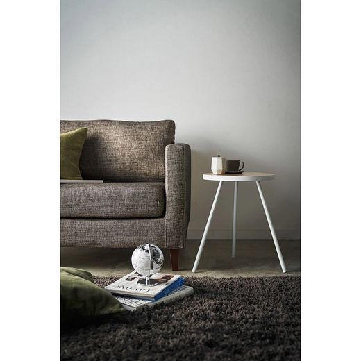 Wood and steel side table in natural and white, 49 x 48 x 50 cm | Tower