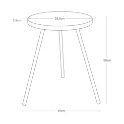 Wood and steel side table in natural and white, 49 x 48 x 50 cm | Tower