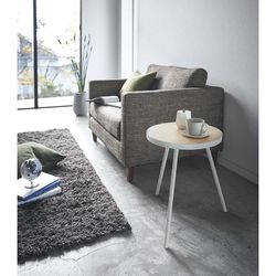 Wood and steel side table in natural and white, 49 x 48 x 50 cm | Tower