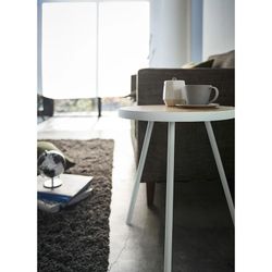 Wood and steel side table in natural and white, 49 x 48 x 50 cm | Tower
