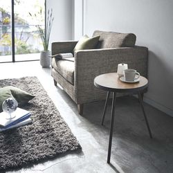 Wood and steel side table in natural and black, 49 x 48 x 50 cm | Tower