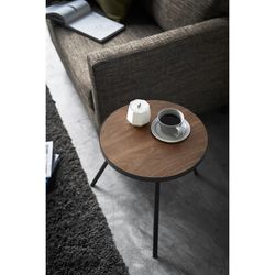 Wood and steel side table in natural and black, 49 x 48 x 50 cm | Tower