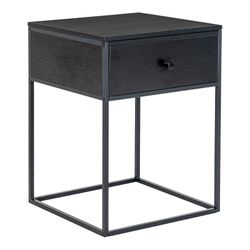 Table d'appoint en bois noir et acier, 40 x 40 x 55 cm | Vie