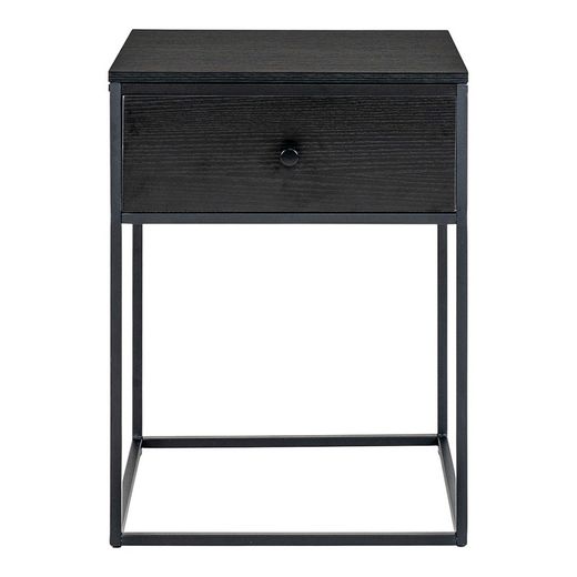 Table d'appoint en bois noir et acier, 40 x 40 x 55 cm | Vie