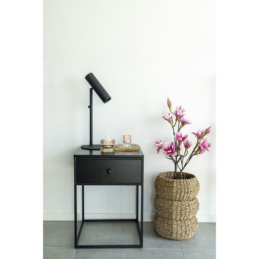 Table d'appoint en bois noir et acier, 40 x 40 x 55 cm | Vie