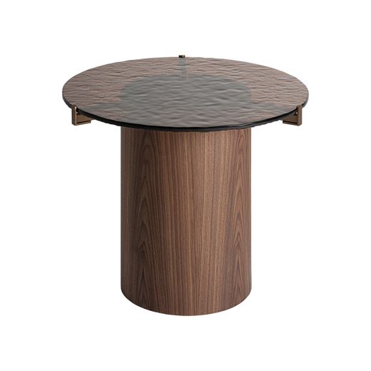 Mesa auxiliar de madera y cristal en marrón y ámbar, 60 x 60 x 48 cm | Giswil