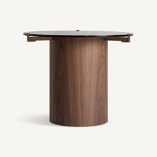 Mesa auxiliar de madera y cristal en marrón y ámbar, 60 x 60 x 48 cm | Giswil